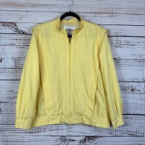 Women's VTG 80's LS Ayres Full Zip Lightweight Pleated Shoulder Jacket Yellow L